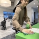 A girl Cleaning The Office Table