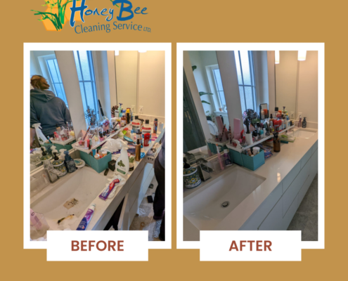 Before and After Images of a Cleaned Washroom